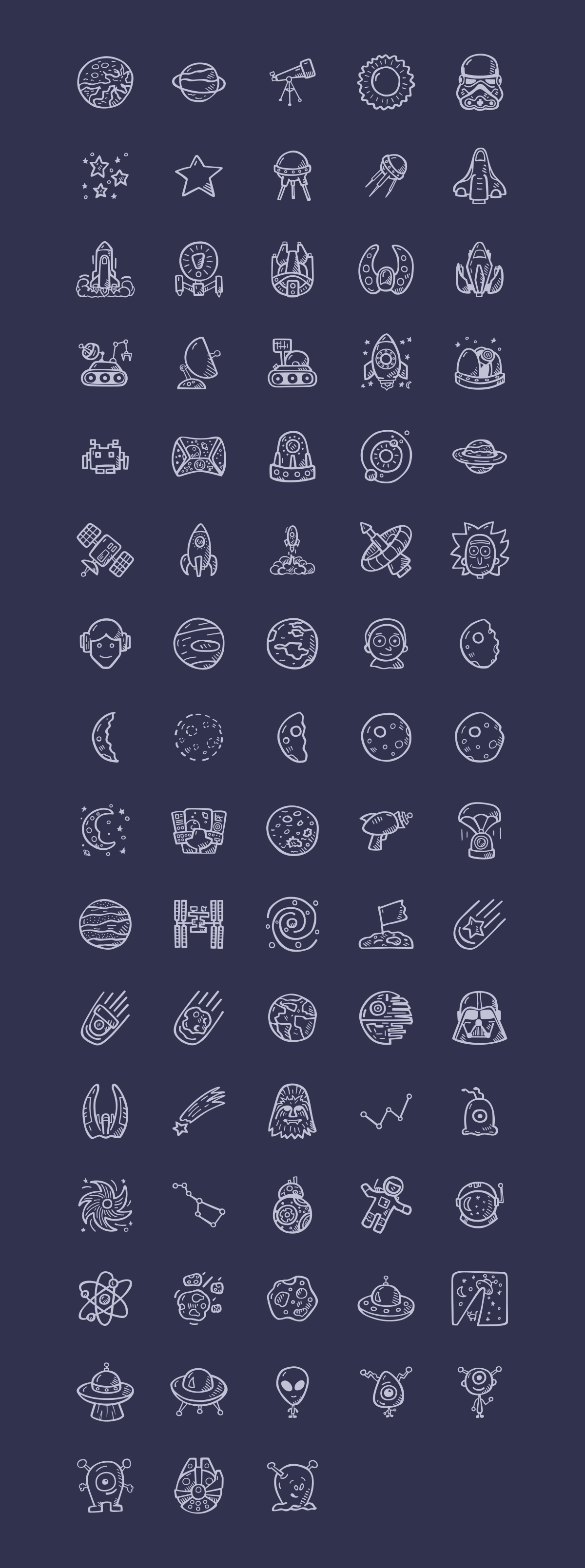 Hand Drawn Space Icons
